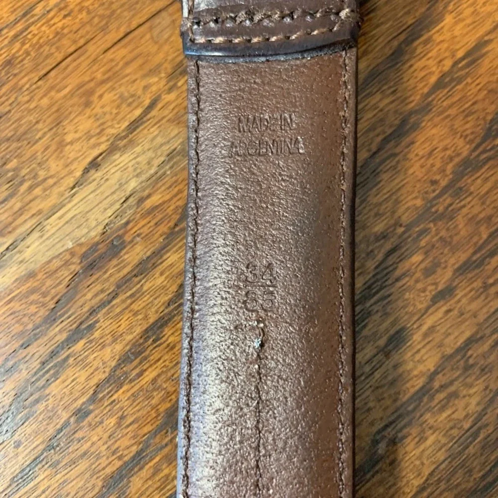 Chaps‎ Ralph Lauren Belt Mens 34 / 85 Brown Classic Genuine Leather Brass Buckle